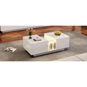 Led Coffee Table with 2 Drawer Storage, High Gloss Coffee Table for Living Room