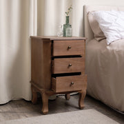 Dark Wood 3 Drawer Bedside Table Home Furniture