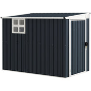 7.6 x 4ft Outdoor Garden Storage Shed with Window, Dark Grey