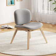 Modern Accent Chair Upholstered Side Chair with Curved Backrest-Natural
