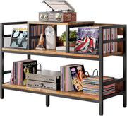 Record Player Stand, Vinyl Record Player Storage Cabinet Up to 350 Albums, Turnt