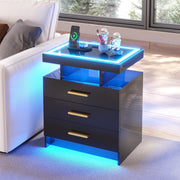 LED Bedside Table with Charging Station & Motion Sensor – Smart Bedroom Cabinet