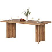 63-Inch Rectangular Dining Table for 4-6, Farmhouse Kitchen Table with Tabletop