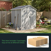 Grey Wood Grain Plastic Garden Shed 6x8 6x6 5x3 Outdoor Tool Bike Storage House