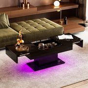High Gloss LED Coffee Table Cocktail Center Table Modern Living Room Rectangle