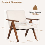 Modern Accent Chair Linen Fabric Armchair w/ Soft Padded Cushion Beige