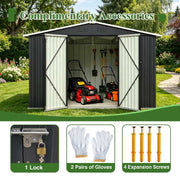 Garden Shed 10X12FT Metal Apex Roof Free Foundation Storage House Anthracite