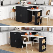 Kitchen Island Dining Table !SALE! Extendable 4-6 Seater Storage Cabinet Black