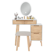 Modern Dressing Table Set with LED Mirror Vanity Desk with Drawer Cabinet Stool