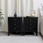 Pair of 3 Drawer Bedside Tables Hales Black Range Bedroom Furniture Set