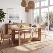 63-Inch Solid Wood Dining Table Modern Rectangular Kitchen Table for 4-6 People