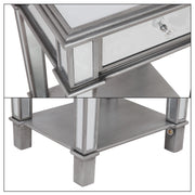 Silver Mirrored End Table with 1 Chest of Drawer Sofa Side Accent Table Storage