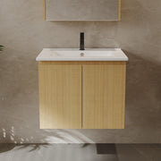 600mm White Vanity Unit Wall Hung Basin 2 Drawer Bathroom Storage Cabinet Gloss