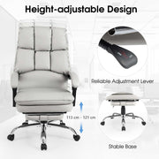 Office Desk Chair Ergonomic Padded Reclining Chair w/ Footrest-White