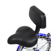 24 Inch Adult Trike Tricycle Foldable 3 Wheel Bike 7-Speed With Basket Blue UK