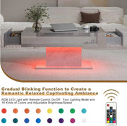 High Gloss LED Coffee Table Cocktail Center Table Modern Living Room Rectangle