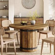 39.37-Inch Round Dining Table Farmhouse Wooden Kitchen Dinner Table for 4 People