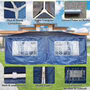 Gazebo PE 3X6M Outdoor Patio Shade Canopy Waterproof 6 Pieces Sidewalls Blue