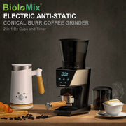 BioloMix Automatic Burr Mill Coffee Grinder with 30 Gears, Visual Bean, 220V -UK