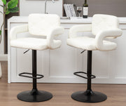 2 LARGE BAR STOOLS PLUSH SEAT GAS LIFT SWIVEL BREAKFAST KITCHEN BAR LARGE SEAT