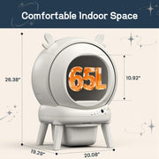 65L Self-Cleaning Automatic Cat Litter Box Cabinet App Control Safety Detector