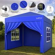 Heavy Duty 2.5x2.5m Pop Up Gazebo Waterproof Marquee with 4 Side Panels - Square