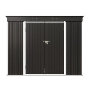 Garden Shed Pent Roof 4X8FT Metal Free Foundation Base Storage House Anthracite