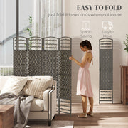 6 Panel Room Divider Folding Privacy Screen with Pine Wood Frame Refurbished