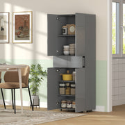 Tall Kitchen Storage Cupboard Cabinet Pantry Grey Freestanding Unit high gloss