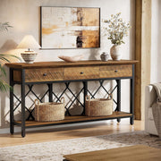 70.87'' Console Table with 3 Drawer Industrial Narrow Entryway Table for Hallway