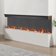 80 inch Electric Fireplace 3 Sided Panoramic Fire Log Standing Insert LED Flames