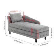 Single Chenille Fabric Sofa Bed Grey Chaise Lounge Bed with Storage