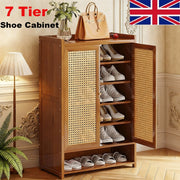 2 Door 7 Tier Shoe Storage Cabinet Rack Stand Cupboard Footwear Home UK NEW
