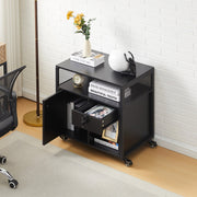 Black Office Filing Cabinet Mobile Printer Stand File Storage Drawer Wheels