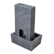 Solar Powered Outdoor Garden Water Feature Straight Slate Effect Fountain w/ LED