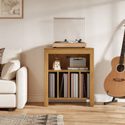 Modern Large Wood Record Player Stand with Vinyl Record Storage for Living Room