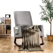 Modern Rocking Chair Upholstered Fabric Leisure Armchair with Rubber Wood Base