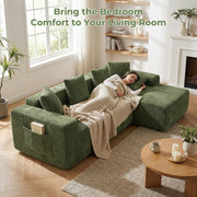 JUMBO CORD MODULAR L SHAPE CORNER SOFA 4 SEATER FURNITURE SETTEE SUITE POUFFE UK