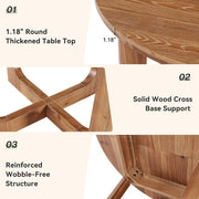 39.4'' Round Solid Wood Dining Table Modern Kitchen Dinner Table for 2-4 People