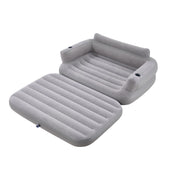 Inflatable Couch Sofa Bed, Flocked Air Mattress Bed with Armrest, Double Size