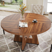 Round Dining Table for 4-6 People,120 cm Farmhouse Kitchen Table for Dining Room