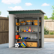 5 x 3ft Garden Storage Shed Sliding Door Sloped Roof Tool, Green