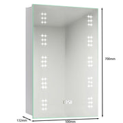 LED Bathroom Mirror Cabinet With Shaver Socket Storage/Demister/Digital Clock