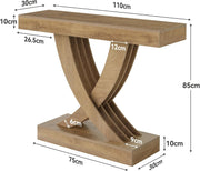 110cm Farmhouse Console Table Narrow Entryway Table with X-Frame Rustic Brown