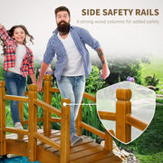Wooden Garden Bridge with Safety Railings, Arc Footbridge for Pond Backyard Stre