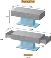 High Gloss LED Coffee Table Cocktail Center Table Modern Living Room Rectangle