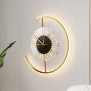 Dimmable LED Wall Lights 3 Colors Round Clock Wall Lamp Bedroom Living Room Lamp