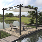 3 x 3 m Metal Pergola Gazebo Patio Sun Shelter Retractable Canopy Garden Shelter