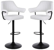 2 X PLUSH WHITE BAR STOOLS, GAS LIFT, BREAKFAST KITCHEN BAR PADDED ARMS & BACK