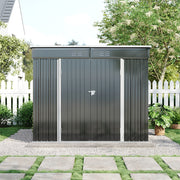 8ft x 6ft Metal Garden Shed Waterproof Outdoor Storage Shed with Foundation Kit